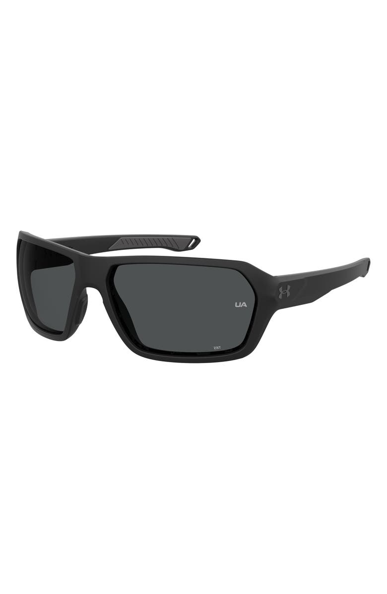 Under Armour Recon 64mm Sport Sunglasses, Alternate, color, Matte Black / Grey Oleophobic