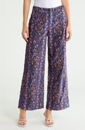 Cinq à Sept Betsy Paisley Velveteen High Waist Wide Leg Pants