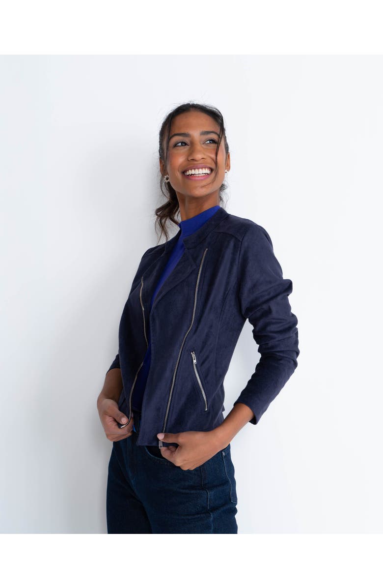 Kettlewell Rachel Cropped Biker Jacket, Alternate, color, Sultry Navy
