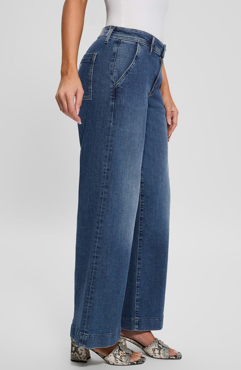 GUESS Zoya Crop Wide Leg Jeans, Alternate, color, Blue