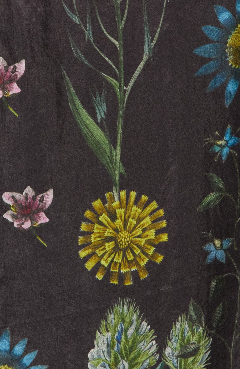 Ted Baker London Floral Print Silk Twill Scarf, Alternate, color, Black