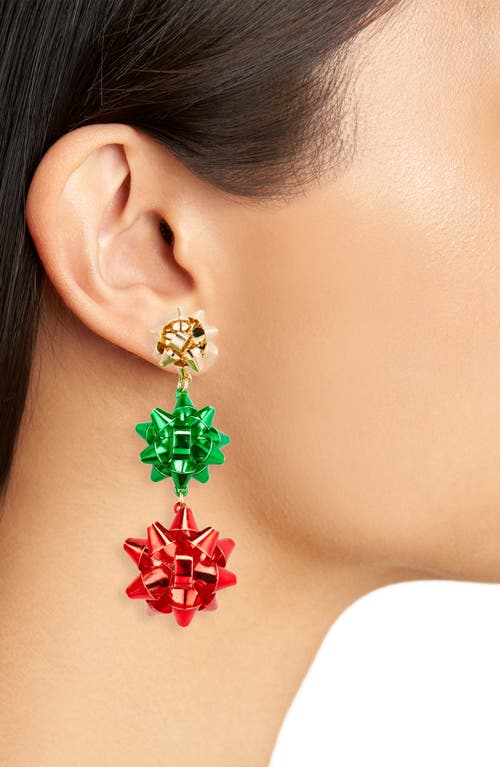 Leith Gift Bow Tiered Drop Earrings In Gold