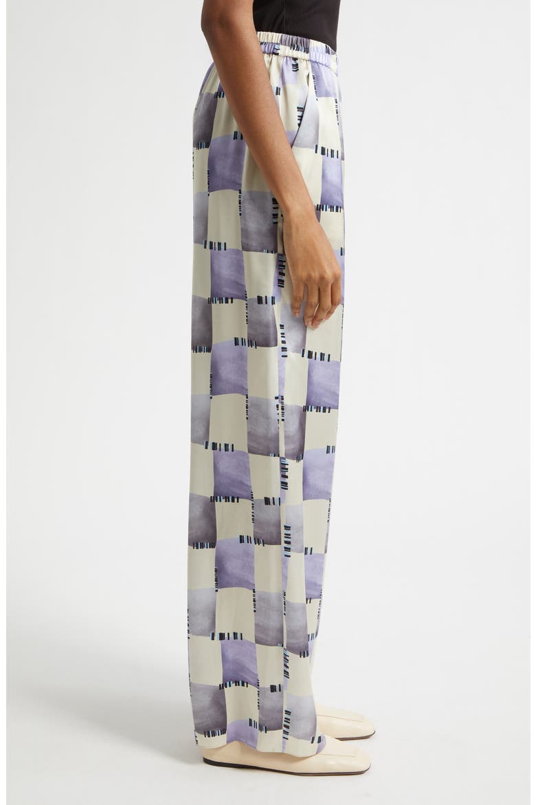 Check Satin Pants, Alternate, color, PURPLE