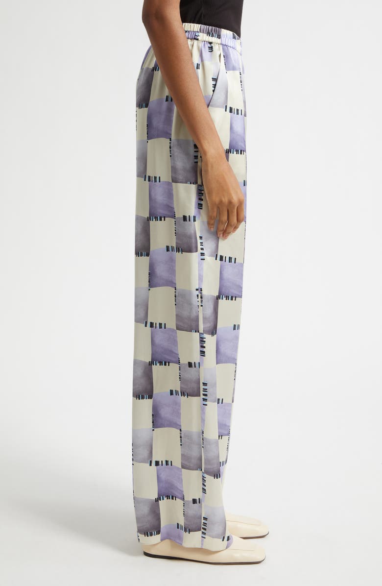 Emporio Armani Check Satin Pants, Alternate, color, Purple