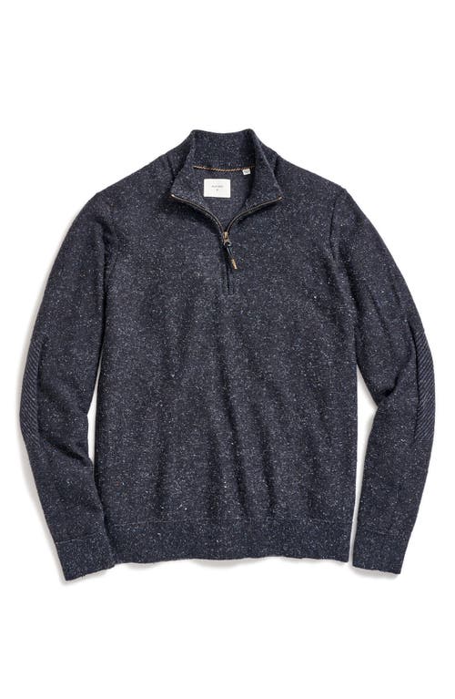 Billy Reid Bird's Eye Half Zip Sweater In Carbon Blue Melange