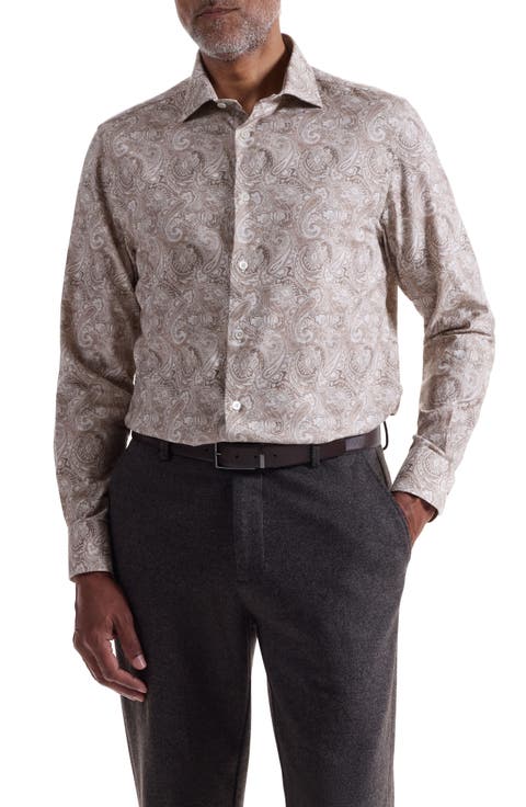 Axel Trim Fit Paisley Cotton Button-Up Shirt