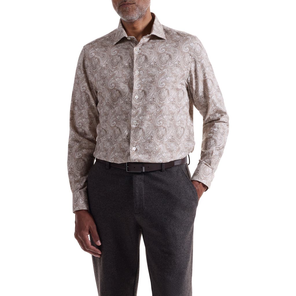 Bugatchi Axel Trim Fit Paisley Cotton Button-up Shirt In Gray