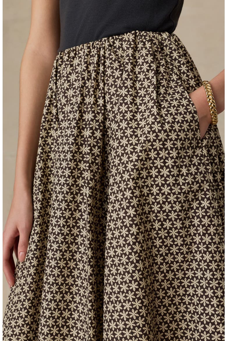 Nera Coastal Organic Cotton Poplin Midi Skirt, Alternate, color, BLOOM TRAIL FLORAL