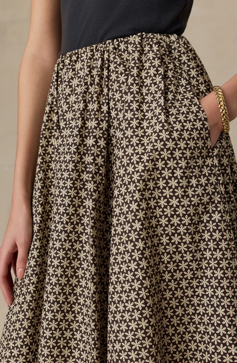 Faherty Nera Coastal Organic Cotton Poplin Midi Skirt, Alternate, color, Bloom Trail Floral