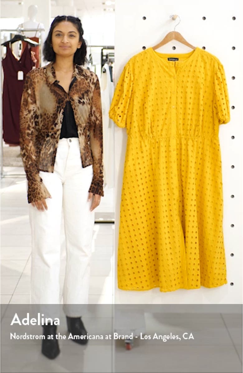 Puff Sleeve Eyelet Midi Dress, sales video thumbnail