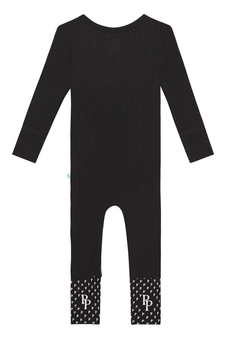 Solid Black Fitted Rib Convertible Footie Pajamas, Alternate, color, BLACK