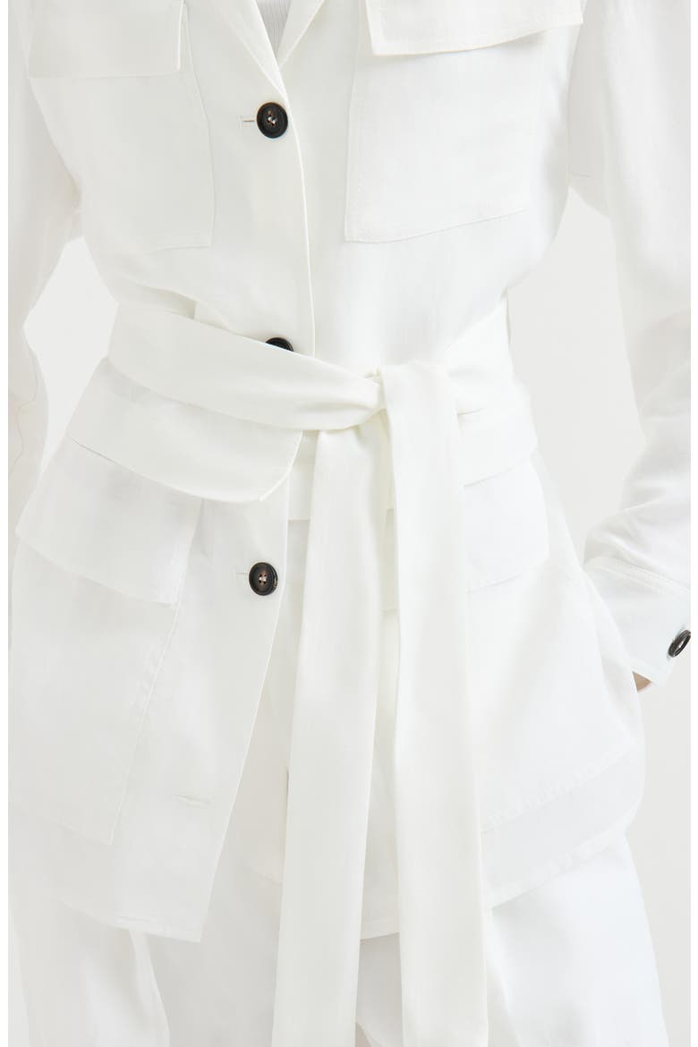 Twill safari jacket with monili, Alternate, color, White