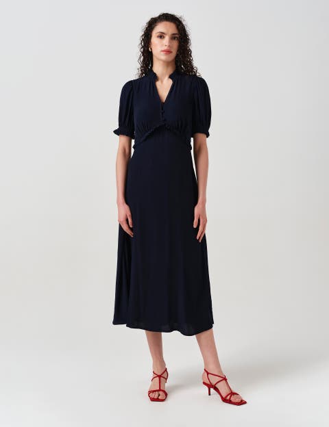 Jolene V-neck Crepe Midi Dress