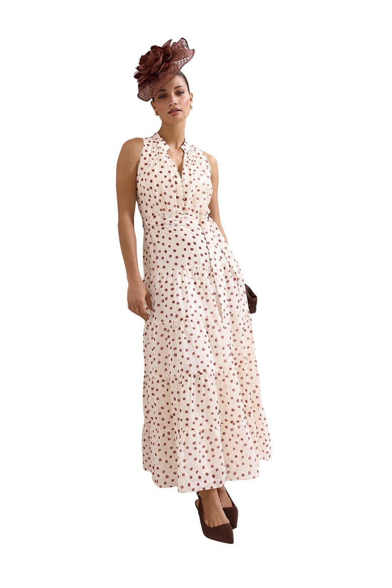 Nita Polka Dot Maxi Dress, Main, color, Cream
