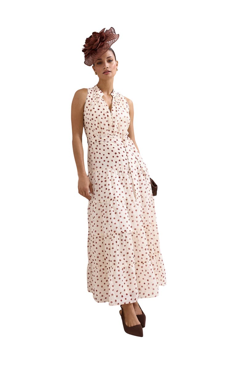 Phase Eight Nita Polka Dot Maxi Dress, Main, color, Cream