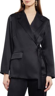 Misook Side Tie Satin Blazer