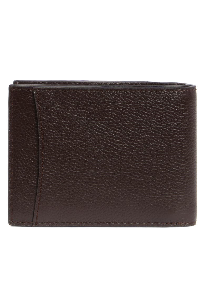 Pebbled Leather Bifold Wallet, Alternate, color, DARK BROWN
