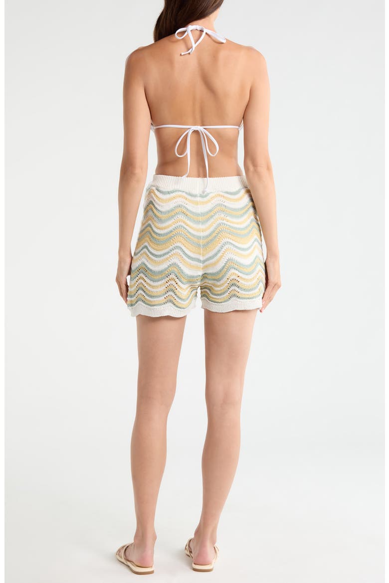 Openwork Knit Shorts, Alternate, color, WHITE MULTI