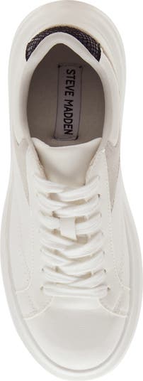Steve Madden プラットフォーム Venture ホワイト スニーカー VENTURE White Women's Low-Top Lace-Up Sneaker – Steve Madden