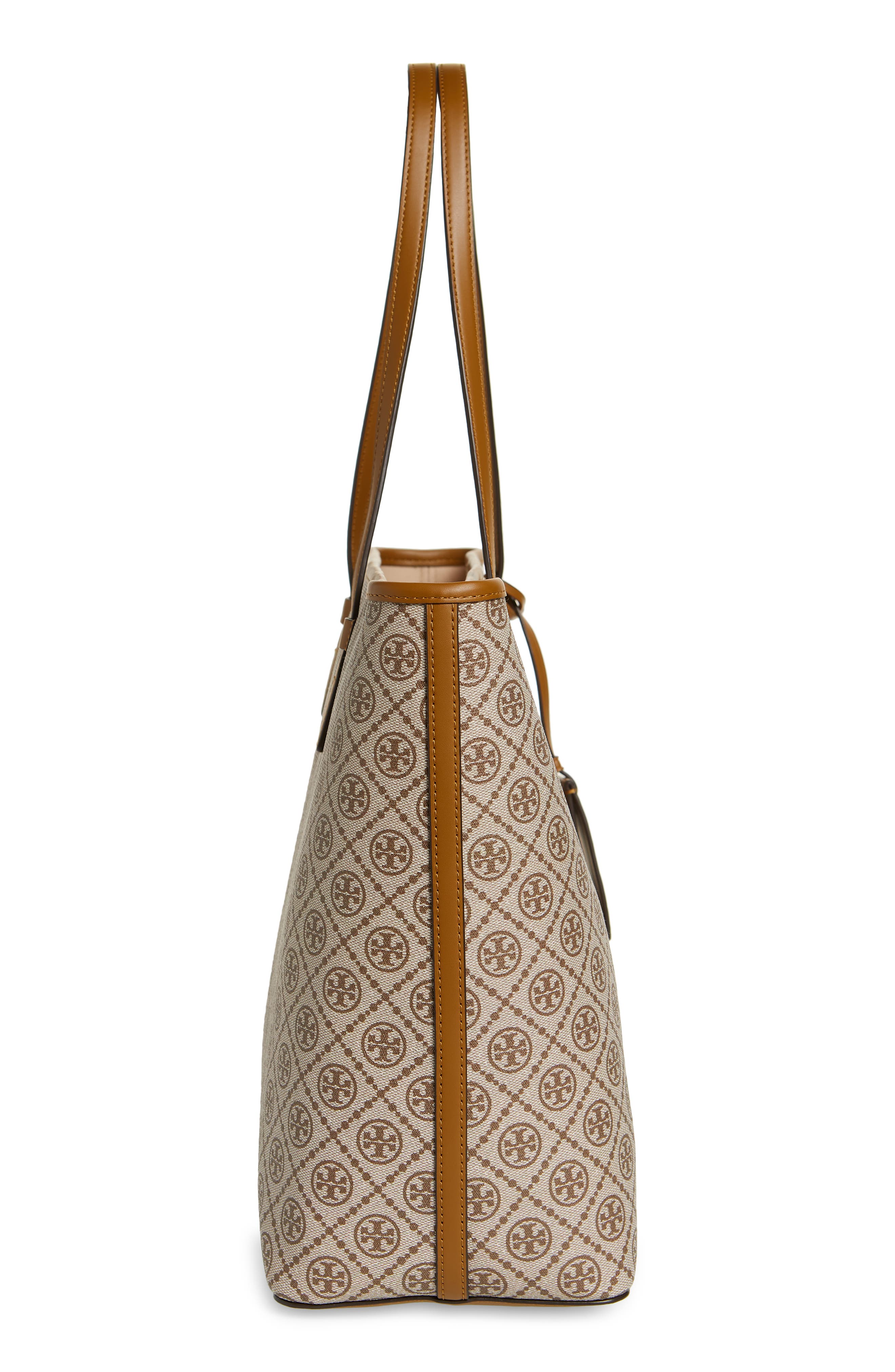 T Monogram Coated Canvas Tote, Alternate, color, GRANOLA