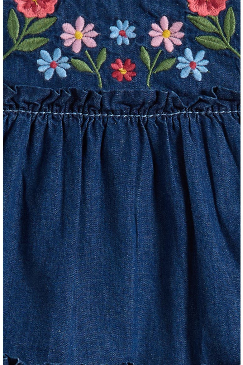 Tiered Ruffle Trim Denim Dress & Bloomers Set, Alternate, color, CHAMBRAY EMBROIDERY