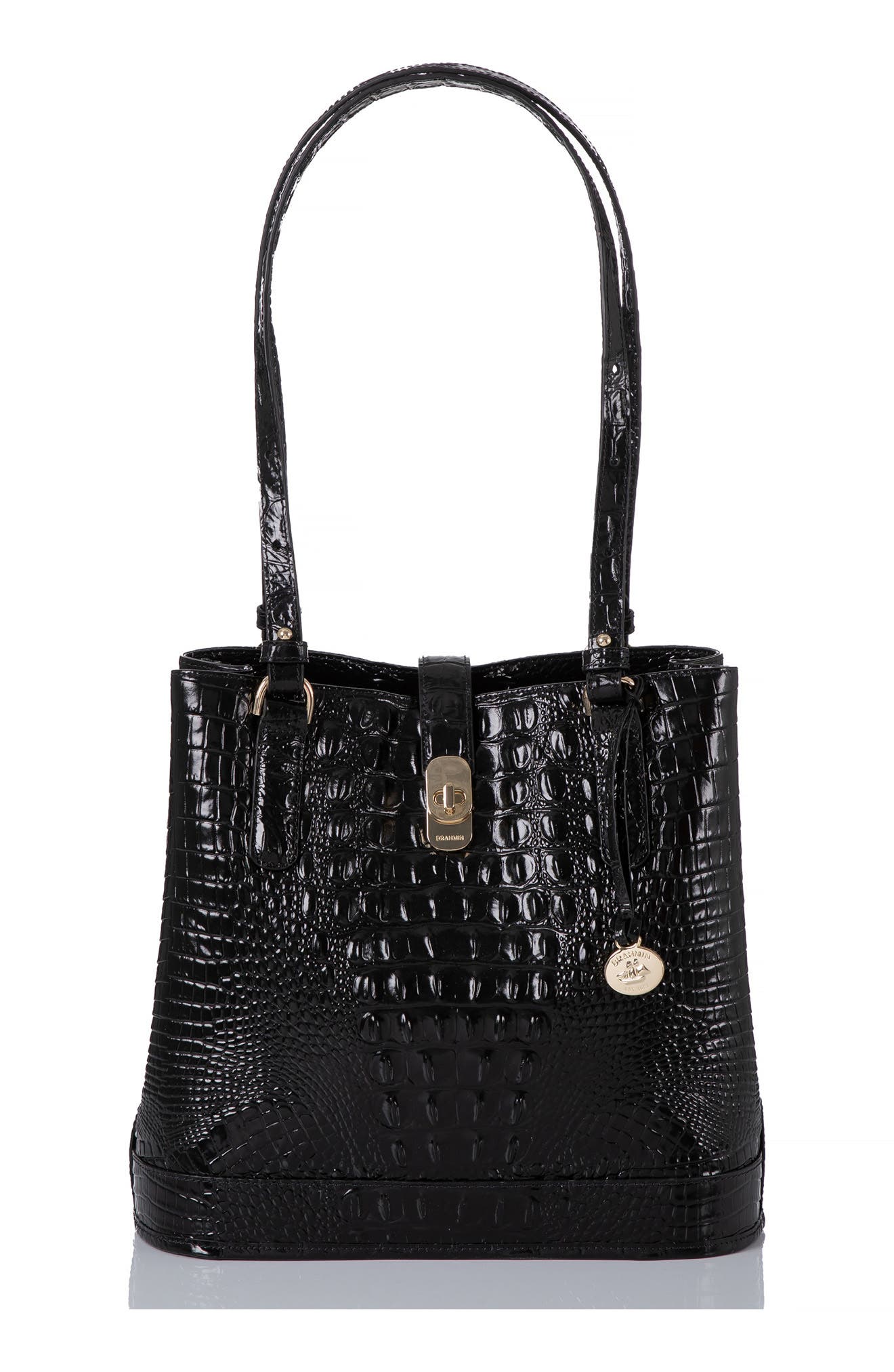 Brahmin Fiora Croc Embossed Leather Shoulder Bag, Main, color, 