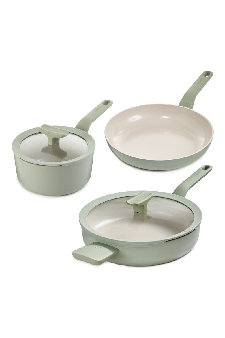 Leo Balance 3-Piece Frying Pan Set, Alternate, color, SAGE