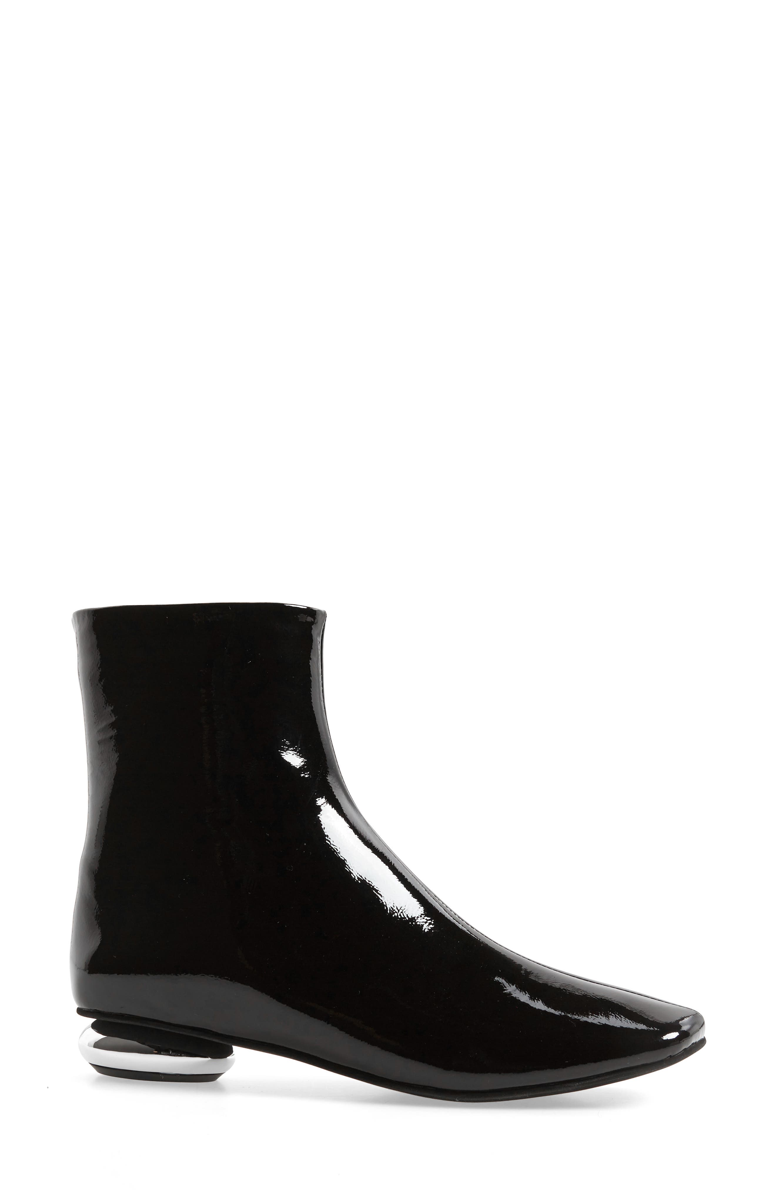 Moon GRL Bootie, Alternate, color, BLACK CRINKLE PATENT SILVER