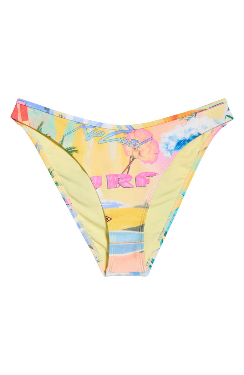 Rip Curl Hotel Malibu High Leg Cheeky Bikini Bottoms, Alternate, color, Yellow Multi