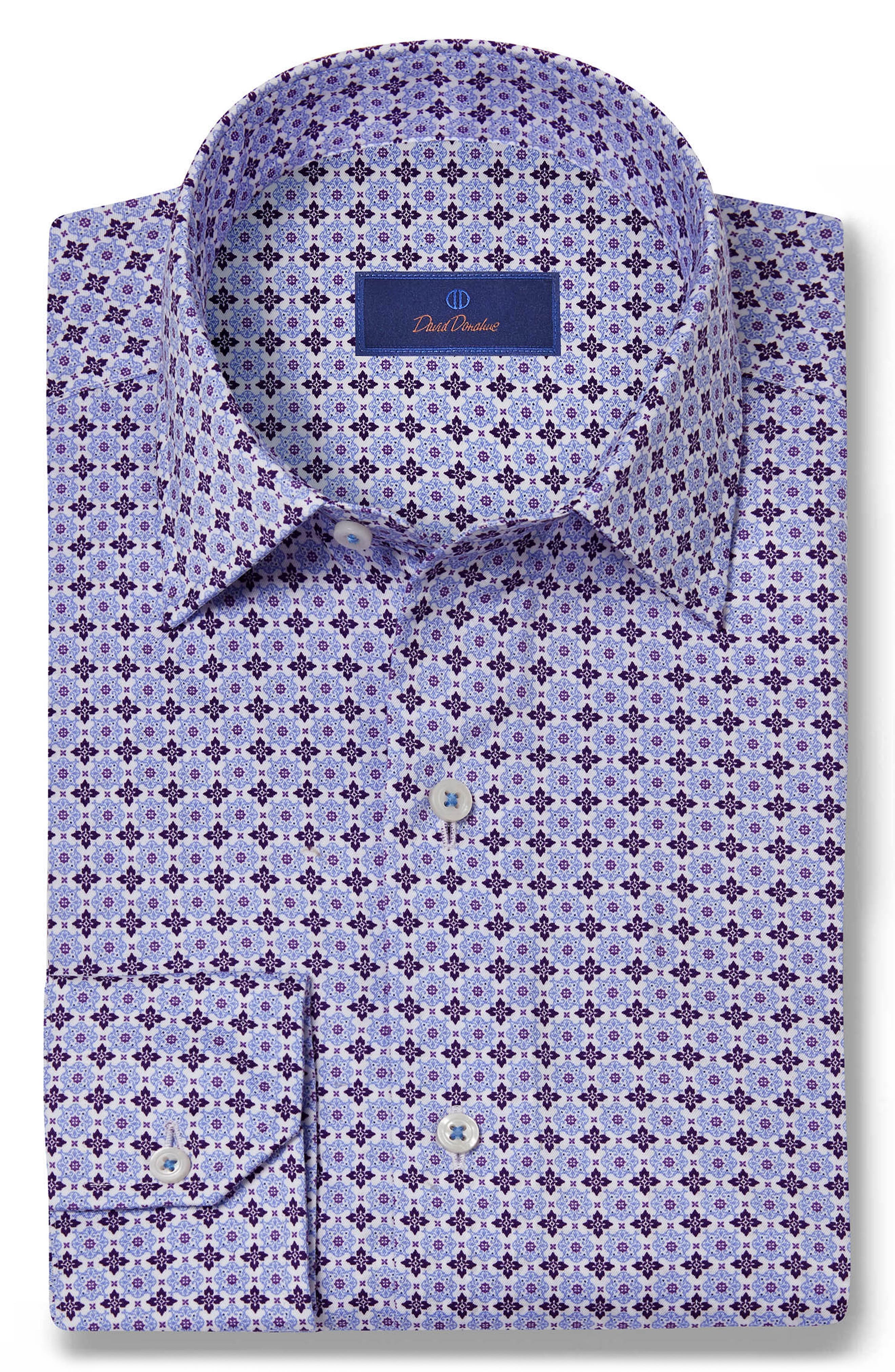 David Donahue Classic Fit Geometric Dress Shirt