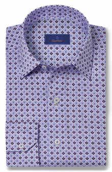 David Donahue Geometric Print Sport Shirt