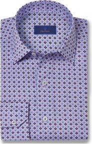 David Donahue Geometric Print Sport Shirt