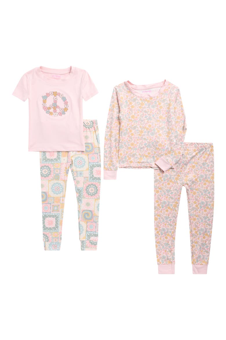 Kids' Assorted 2-Pack Floral Fitted Two-Piece Pajamas, Main, color, LIGHT PINK