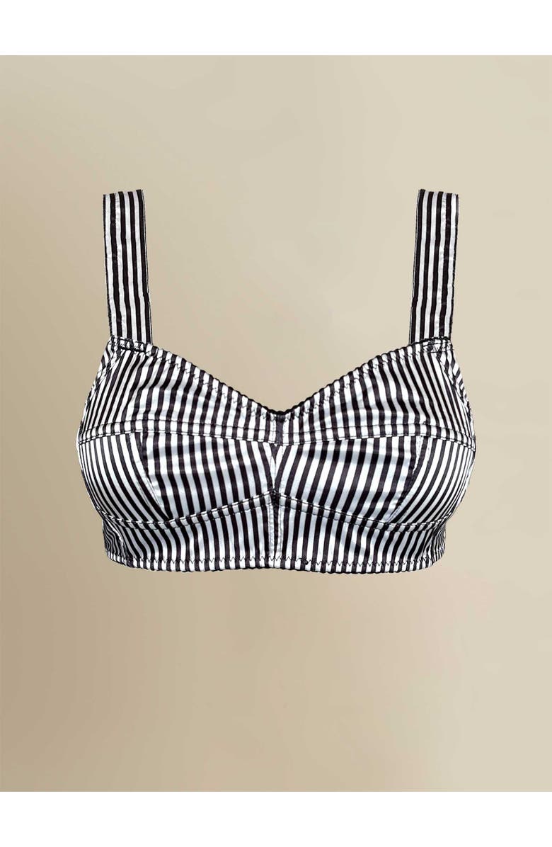Contessa Mills Seraphim Satin Striped Adjustable Bralette, Main, color, Black-White