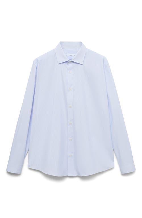 Mango Regular Fit Stripe Cotton Button-up Shirt In Blue