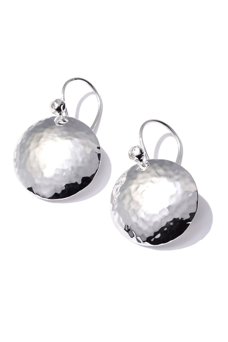 Diamond & Hammered Dome Earrings, Alternate, color, STERLING SILVER