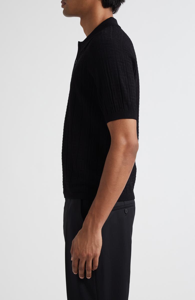 Balmain Monogarm Jacqurd Polo Sweater, Alternate, color, 0Pa Black