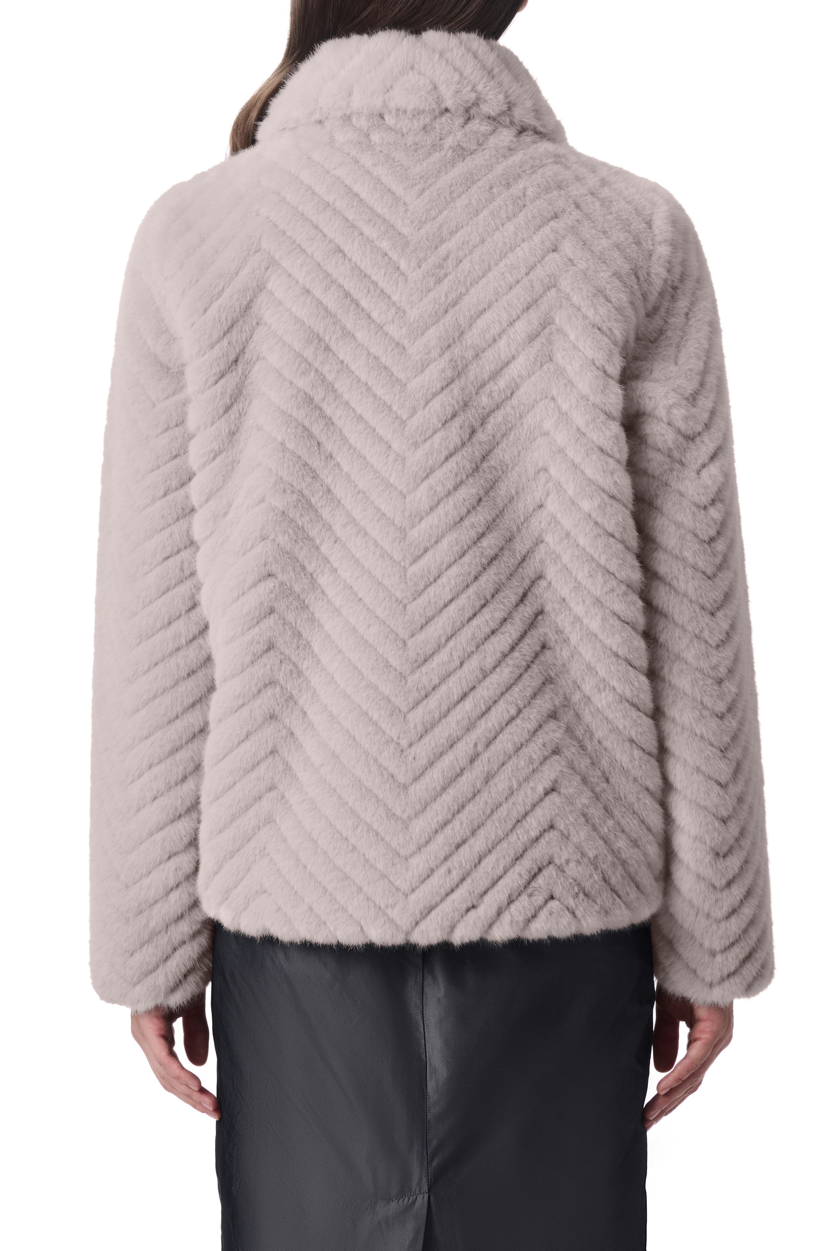Chevron Quilted Faux Fur Jacket - image 2