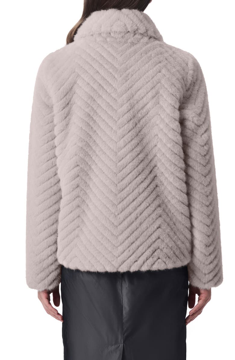 Bernardo Chevron Quilted Faux Fur Jacket, Alternate, color, Grey