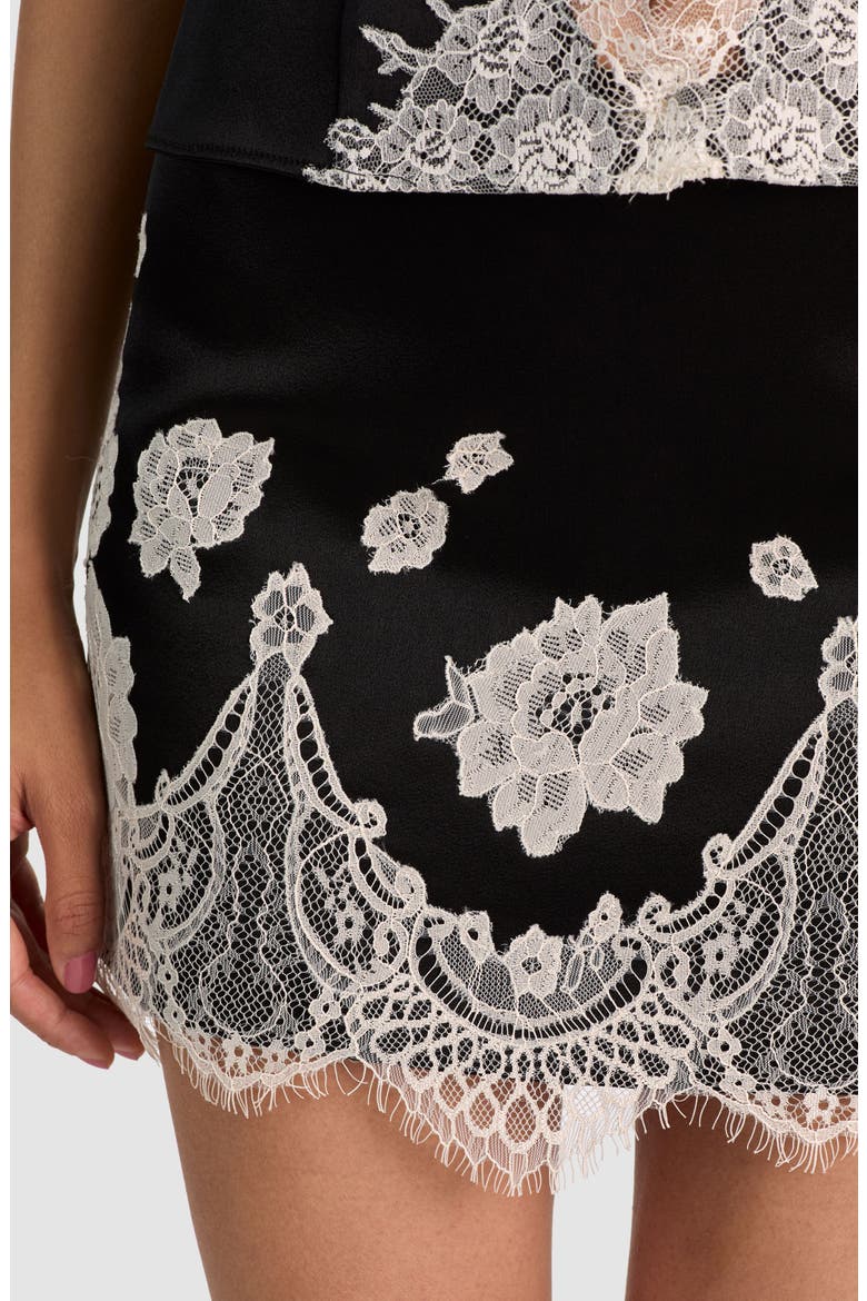 Rubi Lace Trim Miniskirt, Alternate, color, BLACK/ CHINO