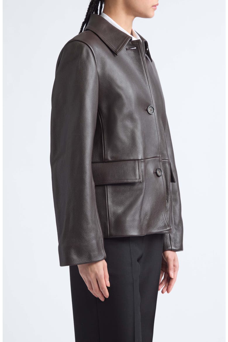 Grained Leather Jacket, Alternate, color, DARK BROWN
