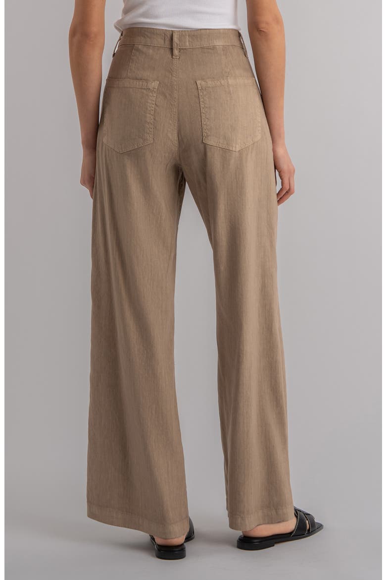 Meg Patch Pocket High Waist Wide Leg Linen Blend Pants, Alternate, color, KHAKI