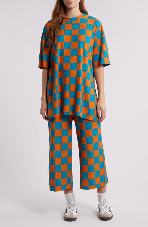 Lex Ribbed Oversize T-Shirt & High Waist Crop Pants Set