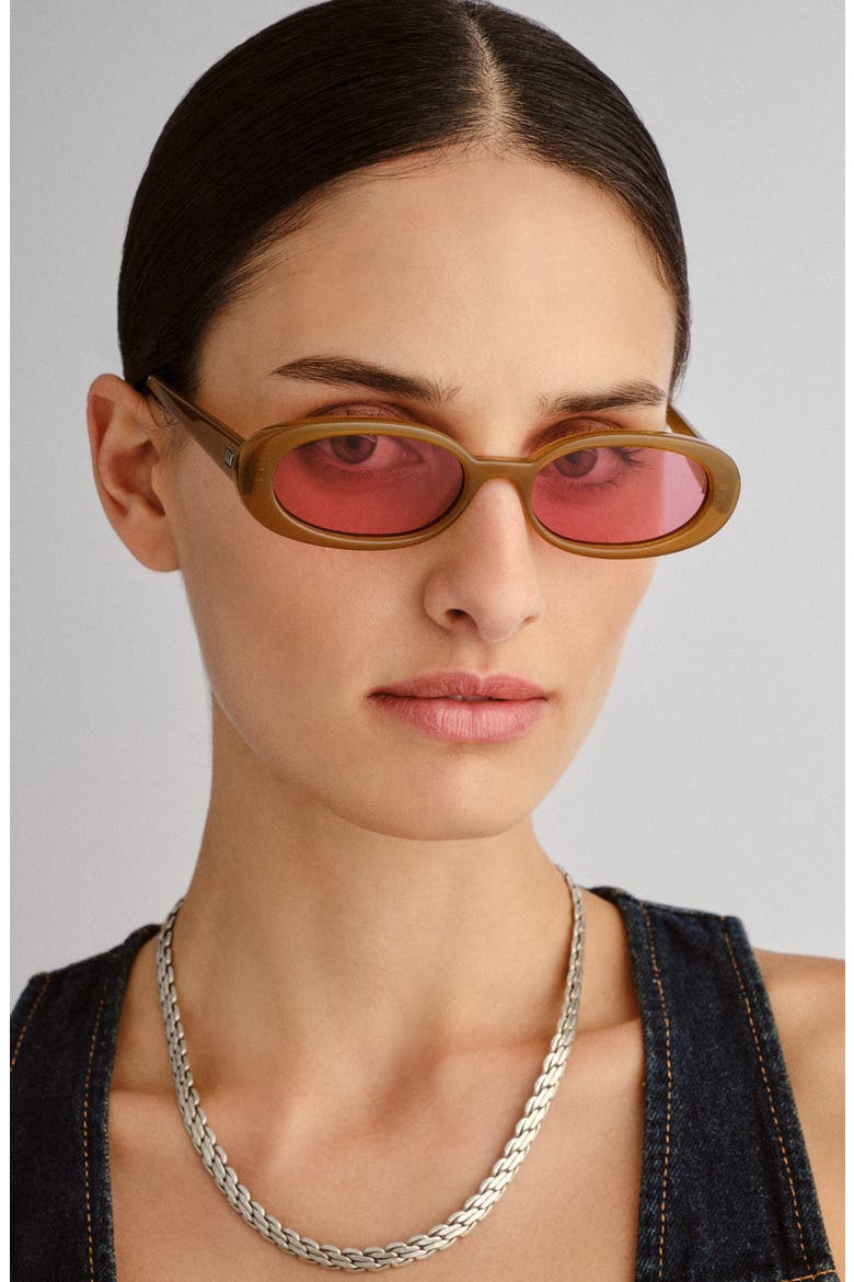 Outta Love 51mm Oval Sunglasses, Alternate, color, TOFFEE / CRIMSON TINT