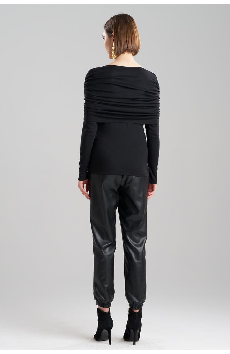 Natori Layering Cut & Sew Rouched Top w/ Sleeves, Alternate, color, Black