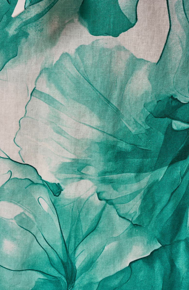 Donna Karan New York Floral Print Linen Blend Midi Dress, Alternate, color, Lawn Multi