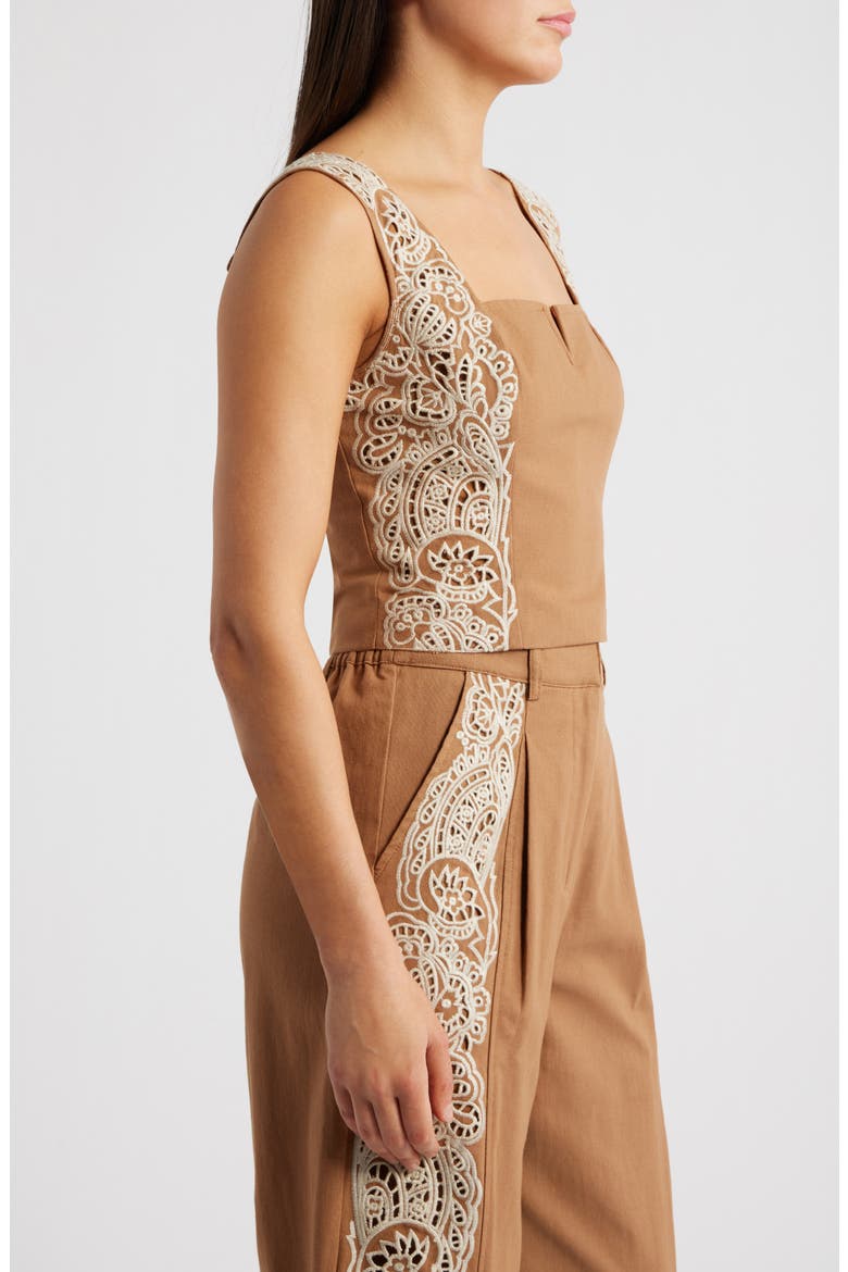 Inah Embroidered Tank, Alternate, color, BROWN/CREAM