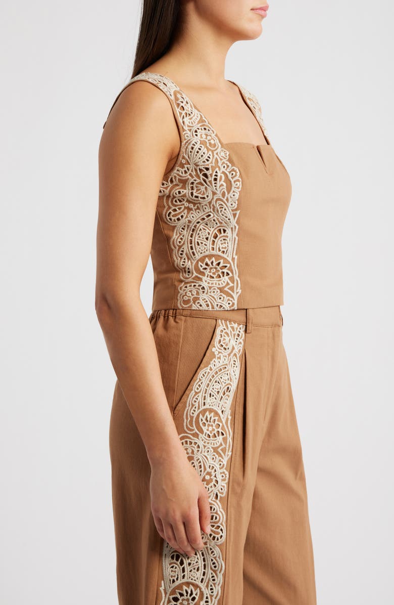 CIEBON Inah Embroidered Tank, Alternate, color, Brown/ Cream