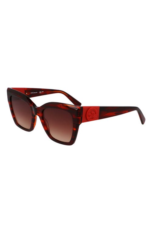 Longchamp Medallion 52mm Modified Rectangular Sunglasses In Striped Red