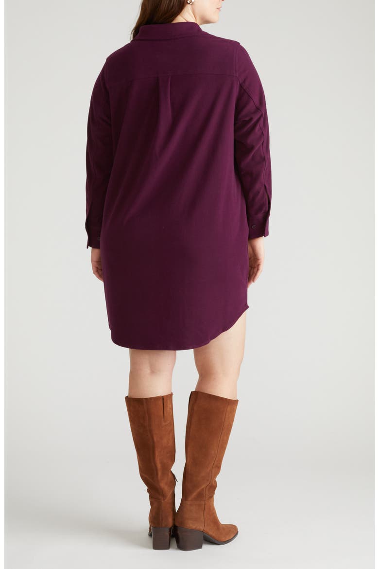 Long Sleeve Check Flannel Shirtdress, Alternate, color, GAMAY BURGUNDY